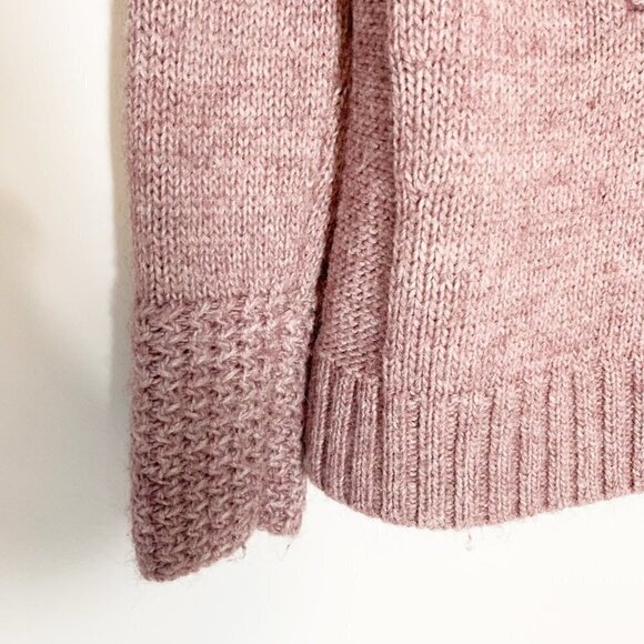 LOFT blush pink deep vneck collar alpaca wool blend long sleeve pullover sweater - Picture 2 of 8